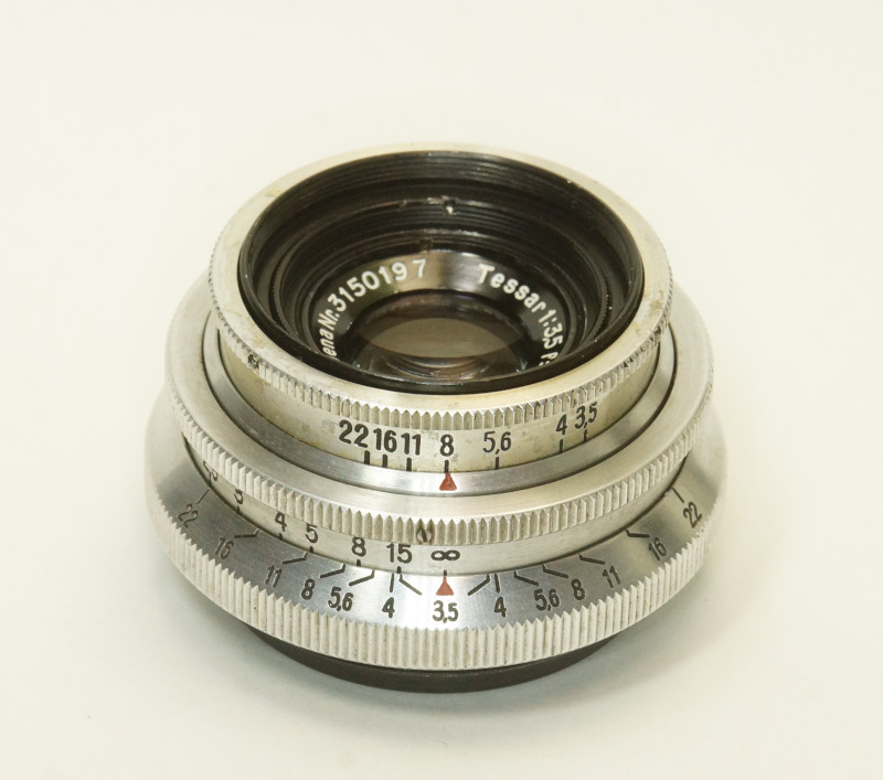 ドイツ製 Carl Zeiss Jena Tessar 1:3.5 f=5cm M40 7RNB-197 パンケーキ 初期型 絞羽14枚 Red T 1940年代 クローム 30.5mm PRAKTIFLEX レア