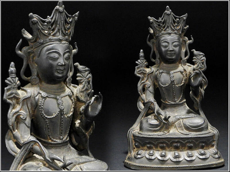 【騰立】中国美術 時代 唐銅 仏像 菩薩像 釋迦 仏教美術 古仏■635w30