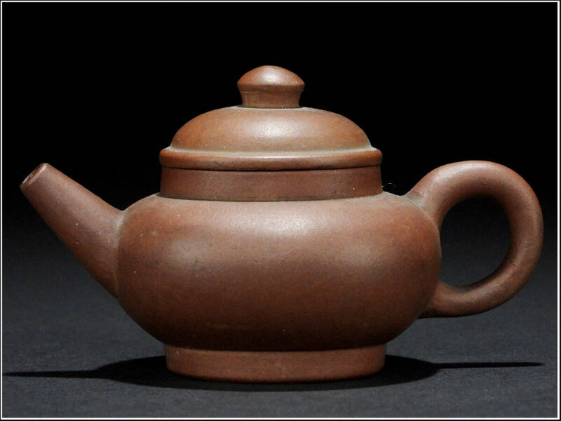 【騰立】中国美術 時代 朱泥 砲口 急須 煎茶道具■600w39