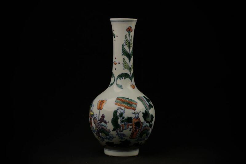 中国 古美術 大清 雍正 斗彩 粉彩 五彩 花瓶 花器 花入 古玩 時代物 置物 骨董