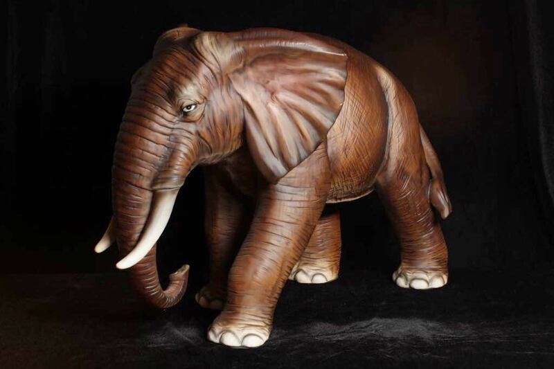 象　ぞう　置物　約21kg　約60×90×50㎝　陶器製　大きい　オブジェ　（P62h0426R0604096）