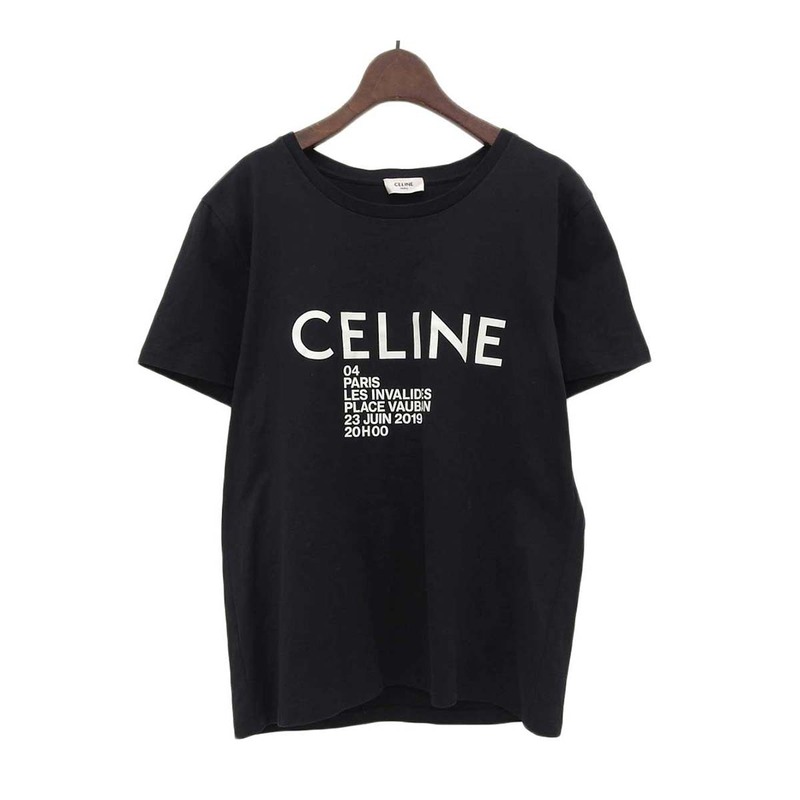 セリーヌ ロゴ コットン Tシャツ 2X308799I メンズ ブラック CELINE 中古 【アパレル・小物】