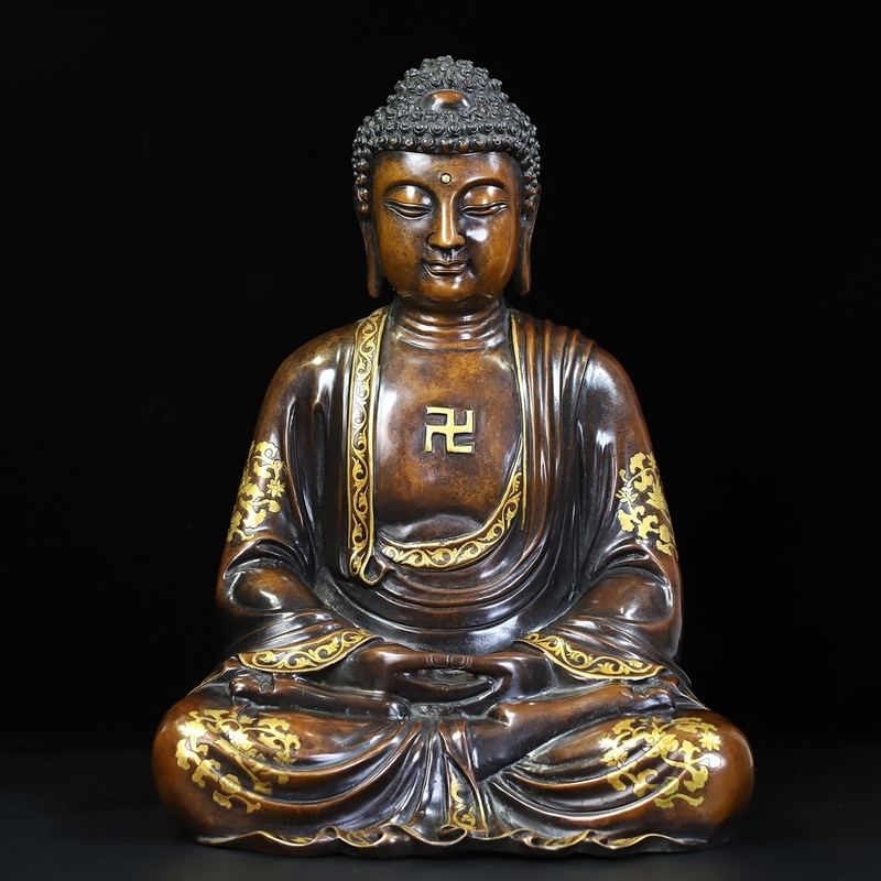 秘藏 清時代 紫銅 銅金 釈迦牟尼仏像置物 極細工 古美味 古美術 Z0414