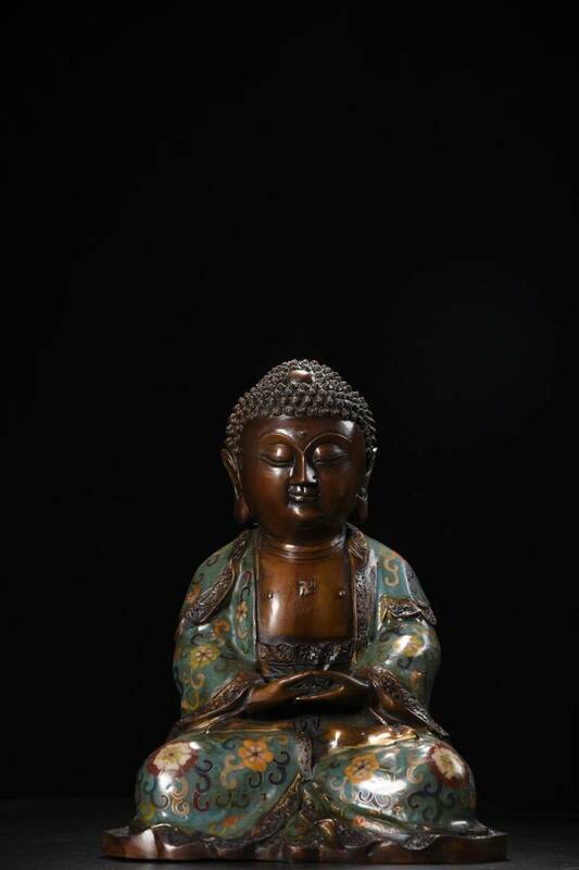 秘藏 古仏像 景泰藍 釈迦摩尼仏 造像 中国古美味 中国文玩 古美味 GP0409