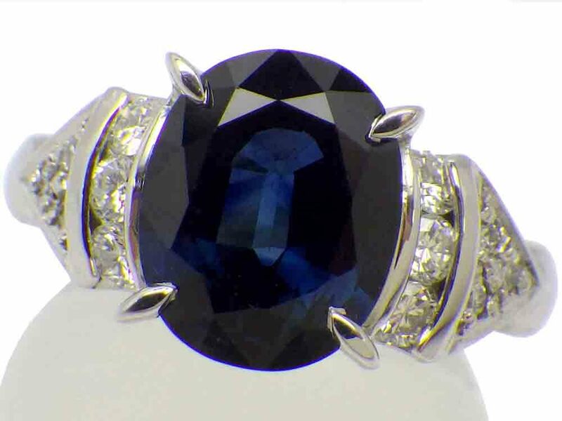 サファイア ダイヤモンドリング Pt850 8.1g 10.5号 カード鑑別付　Jewelry Sapphire3.26ct Dia0.32ct Ring　