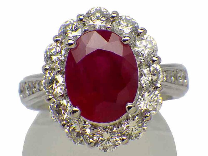 ビルマ産ルビー ダイヤモンドリング Pt900 9.0g 7.5号 GIA鑑別書付き　Jewelry Burma Ruby2.59ct Dia1.12ct Ring