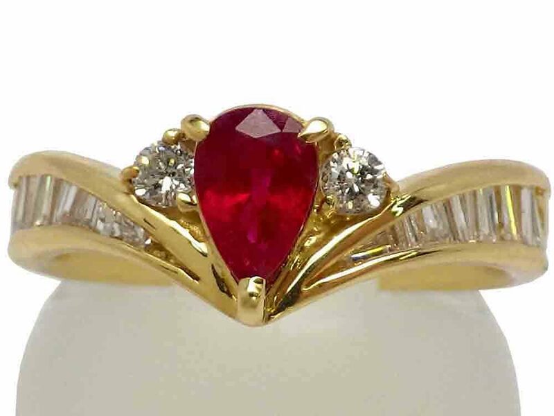 ルビー ダイヤモンドリング K18 4.5g 11号 ソーティング付き　Jewelry Ruby0.62ct Dia0.50ct Ring