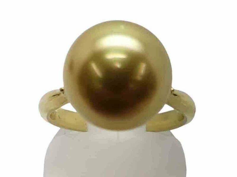 ゴールデンパール ダイヤモンドリング K18 5.8g 12.5号　Jewelry Golden-Pearl 12.2mm Dia0.15ct Ring