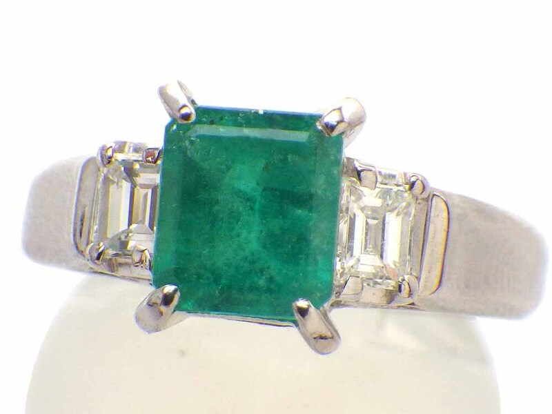 エメラルド ダイヤモンドリング Pt900 5.3g 12.5号 GRJソーティング付き　Jewelry Emerald1.05ct Dia0.31ct Ring