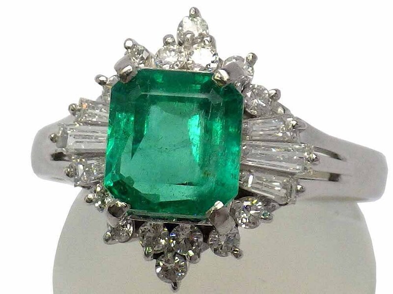 エメラルド ダイヤモンドリング PT900 6.7g 17号　Jewelry Emerald1.80ct Dia0.57ct Ring