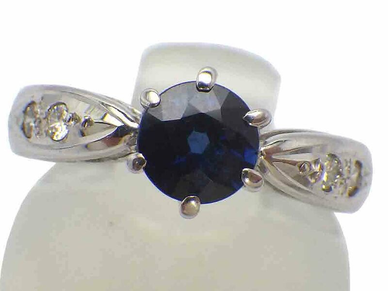 サファイア ダイヤモンドリング Pt900 4.7g 8号　Jewelry Sapphire Dia0.08ct Ring