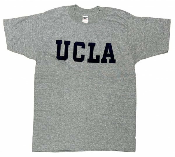 極美 USA製 ビンテージ Collegiate Pacific UCLA ロゴ フロッキー プリント 半袖 Tシャツ / 80s 70s カレッジ