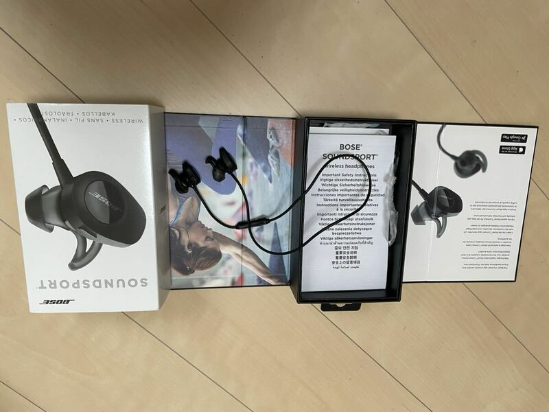 難あり★BOSE SoundSport wireless headphones ワイヤレスイヤホン USEDスポーツ向け 防滴 NFC対応 マイク ブラック　ボーズ