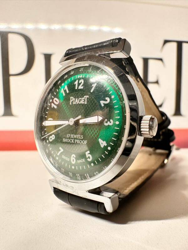 ヴィンテージ ピアジェ PIAGET グリーン文字盤 手巻き ユニセックス腕時計 ショックプルーフ ムーブメント 17石スイス製　再生品 