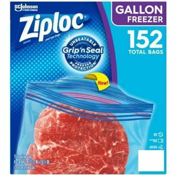 Ziplocガロンサイズ フリーザー用バック152枚入 38枚×4個 ダブルジッパー 冷凍保存用袋