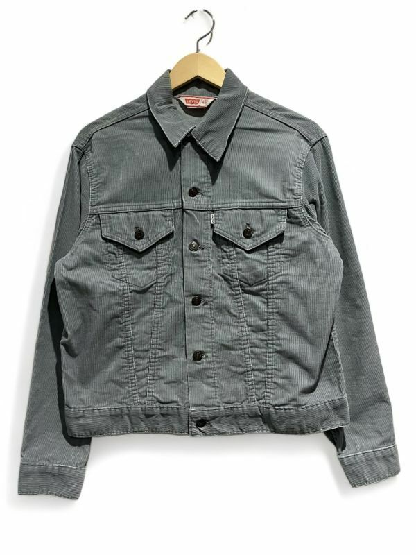 70s USA製 Levi's リーバイス 70505-1554 白タブ BIG E 4th コーデュロイジャケット (42) グレー 刻印529