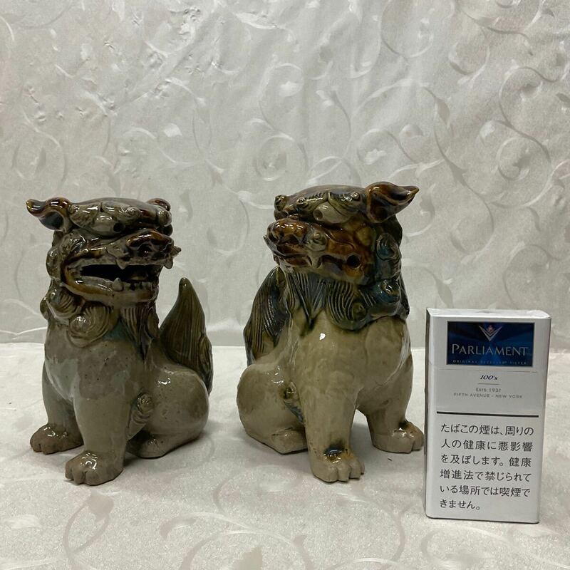中国古美術 置物 陶器 縁起物 獅子