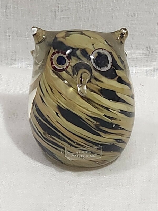 MURANO　GLASS　ムラーノガラス　フクロウ置物　インテリア　ベネチアガラス　梟　オブジェ　