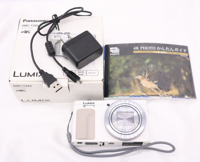 【ト滝】★簡易動作OK★ Panasonic パナソニック LUMIX DMC-TZ85 コンパクトデジタルカメラ 箱 取説 アダプター ホワイト DS738DEM32