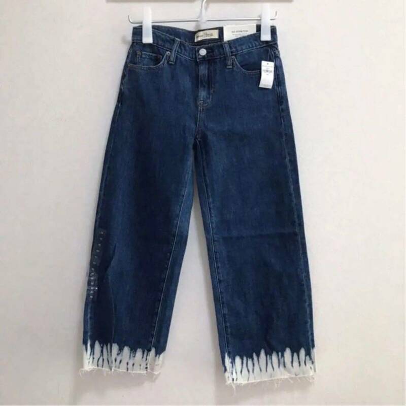 bt1 新品【 GAP ギャップ 】切りっぱなし風 裾のデザインがお洒落な ワイドパンツ デニム ジーンズ ジーパン 定価7900円 23 S ネイビー