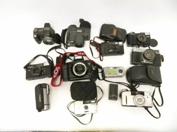 hae1355-1 117 Canon キャノン / SONY ソニー / KONICA コニカ / OLYMPUS オリンパス 等 フィルムカメラ ビデオカメラ ジャンク まとめて