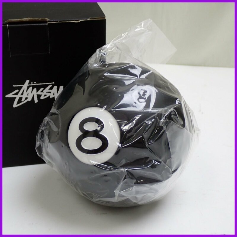 ★未使用 STUSSY/ステューシー 8 BALL CANDLE/エイトボールキャンドル/直径約11cm/ブラック/外箱付き/インテリア&0011000025