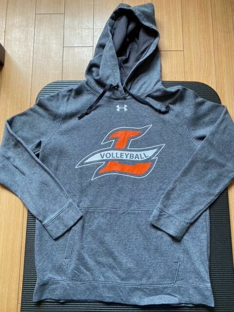 UNDER ARMOUR アンダーアーマー UA 刺繍ロゴパーカー フーディ メンズSM グレー LOOSE COLDGEAR