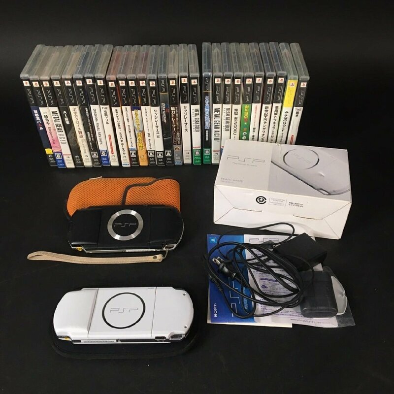 ER0328-14-3 PSP 本体 ソフト まとめ PSP1000 PSP3000 ソフト中身違い有 北斗の拳 AI麻雀 ブラック ホワイト 100サイズ