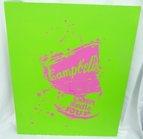 ☆AKI アート 画 シルクスクリーン スープ1.5(ピンク&グリーン) Soup1.5/canvas (pink x green) アート 現状品(A042607)