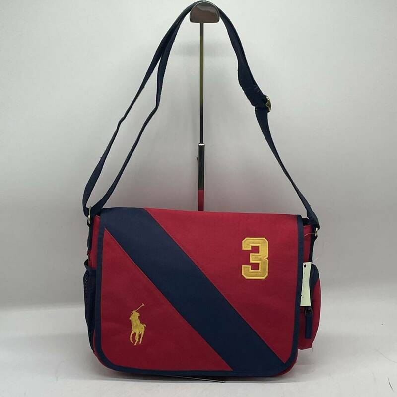 ★BN4275●POLO RALPH LAUREN ポロラルフローレン ショルダーバッグ 肩掛けバッグ 斜め掛け レッド