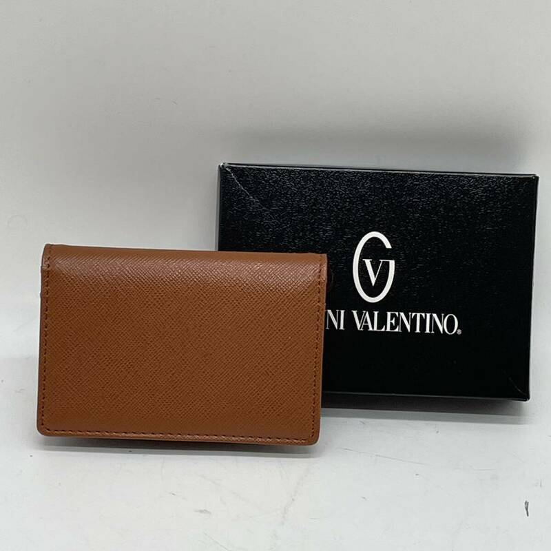 KO2248□GIANNI VALENTINO ジャンニ バレンティノ カードケース 名刺入れ ブラウン 箱付き 未使用品