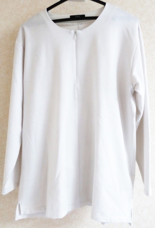 【5351】【中古】スリットネック八分袖プルオーバー Tシャツ（ホワイト　50）