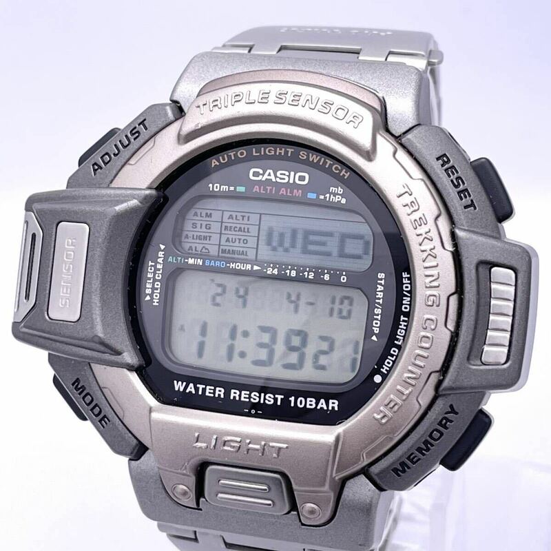 CASIO カシオ PROTREK プロトレック PRT-610 腕時計 ウォッチ クォーツ quartz クロノグラフ 銀 シルバー 灰 グレー P289