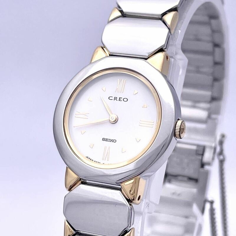 SEIKO セイコー CREO クレオ 4N20-0100 腕時計 ウォッチ クォーツ quartz 白文字盤 コンビ 金 ゴールド 銀 シルバー P329