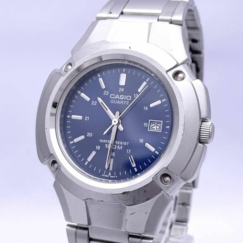CASIO カシオ MTP-3036 腕時計 ウォッチ クォーツ quartz デイト スクリューバック 銀 シルバー P368