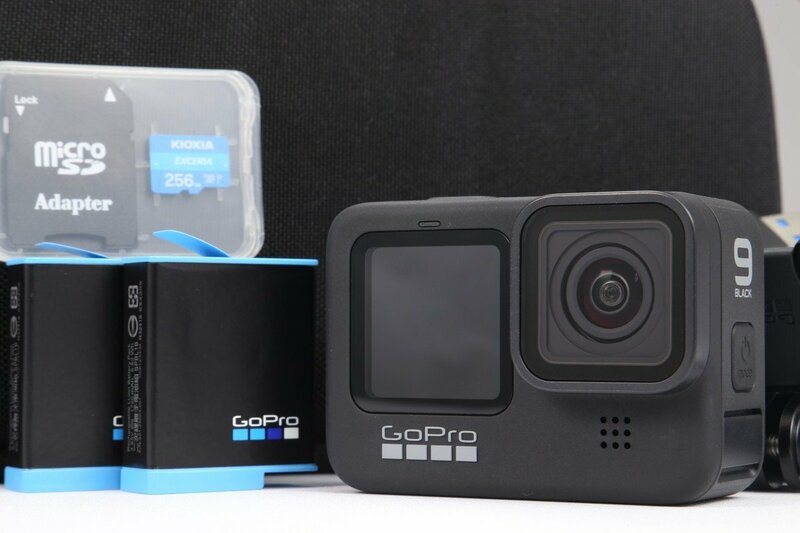 【 新品同様 | 動作保証 】 GoPro HERO9 Black CHDHX-901-FW 【 純正 予備バッテリー・KIOXIA SDカード 256GB 追加付属 】