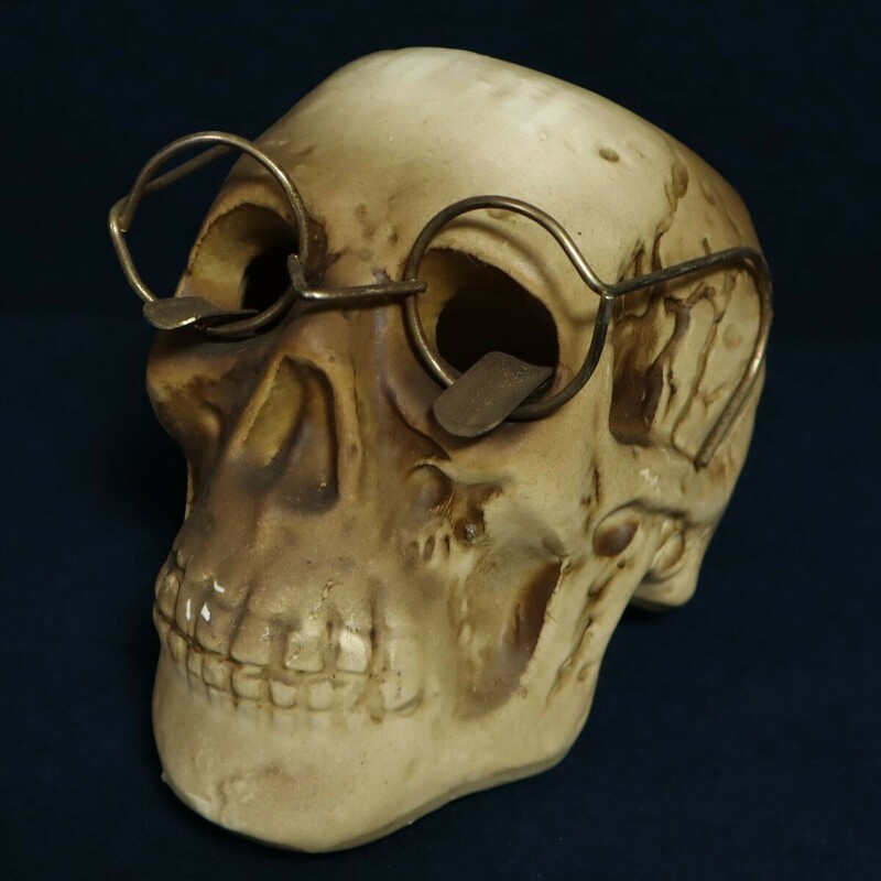 50s 60s 日本製 ビンテージ スカル ドクロ ガイコツ アッシュトレイ 灰皿 眼鏡 陶器 骸骨 頭蓋骨 髑髏