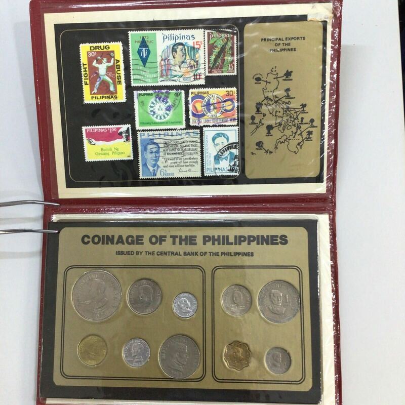 PHILPPINES/フィリピン/PEARL OF THE ORIENT SEAS/切手コインセット/PESOS/ペソ/CENTAVOS/センターボ/センタボ/現状品 /硬貨
