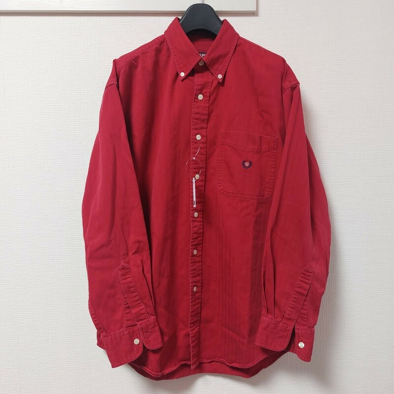 ラルフローレン RALPH LAUREN チャップス CHAPS ヘリンボーン素材 長袖シャツ BDシャツ サイズM コットン 赤 レッド 06C3102mel