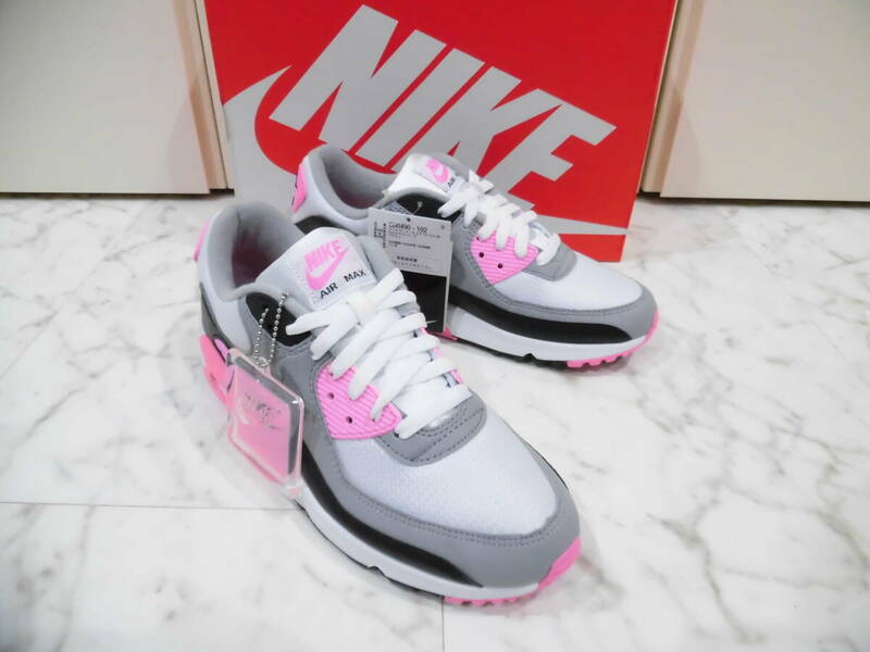 【新品未使用品タグ箱付】 W NIKE AIR MAX 90 ナイキ ウィメンズ エア マックス 90 26.5㎝ US8.5 CD0490-102 WHITE GREY ROSE BLACK