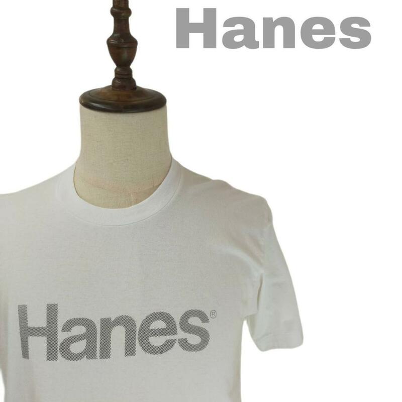 【最終値下げ】Hanes ヘインズ ホワイトTシャツ Mサイズ ロゴ コットン100％ 半袖 古着 メンズ レディース 春 夏 オールシーズン