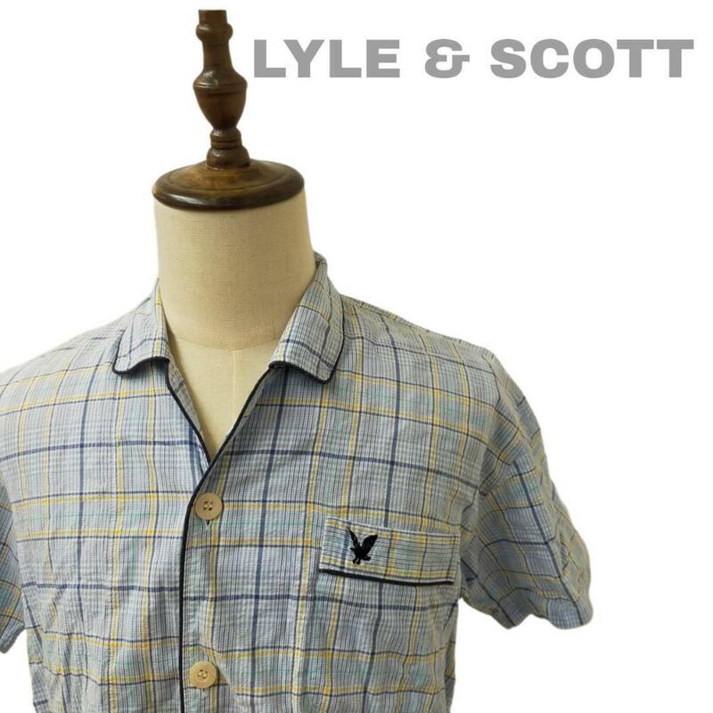 【最終値下げ】LYLE&SCOTT ライルアンドスコット パジャマ チェック Mサイズ ルームウェア ブルー チェック ゴルフ アウトドア