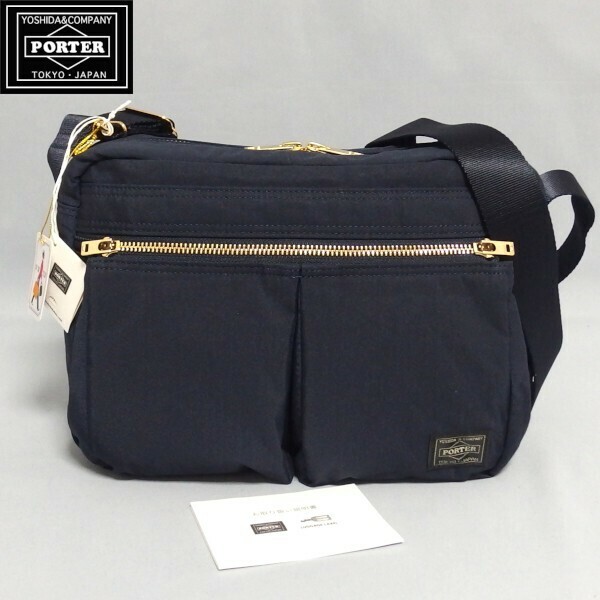 極美品★PORTER DRAFT SHOULDER BAG(S) 656-06174 ネイビー ナイロン 斜め掛け ドラフト ショルダーバッグ ポーター★