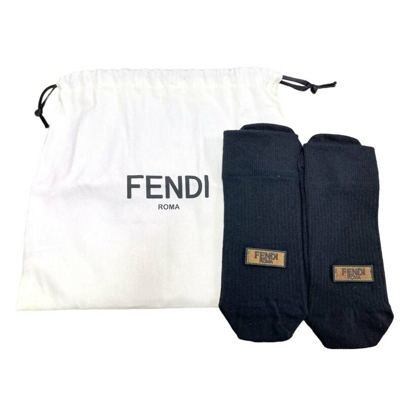 【未使用品】 FENDI フェンディ カシミヤ ソックス ブラック 黒 靴下 ブランド小物 レディース A61773RK