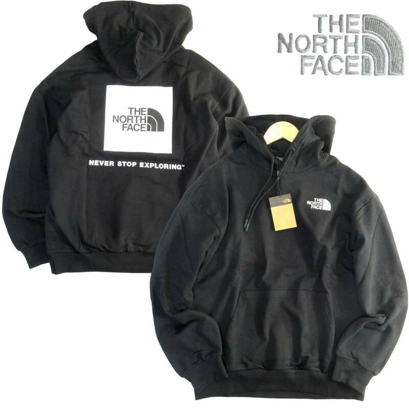 新品◆THE NORTH FACE◆コットン ヌプシ ボックス ロゴ フーディー L ブラック◆ノースフェイス パーカー◆agg J2108b