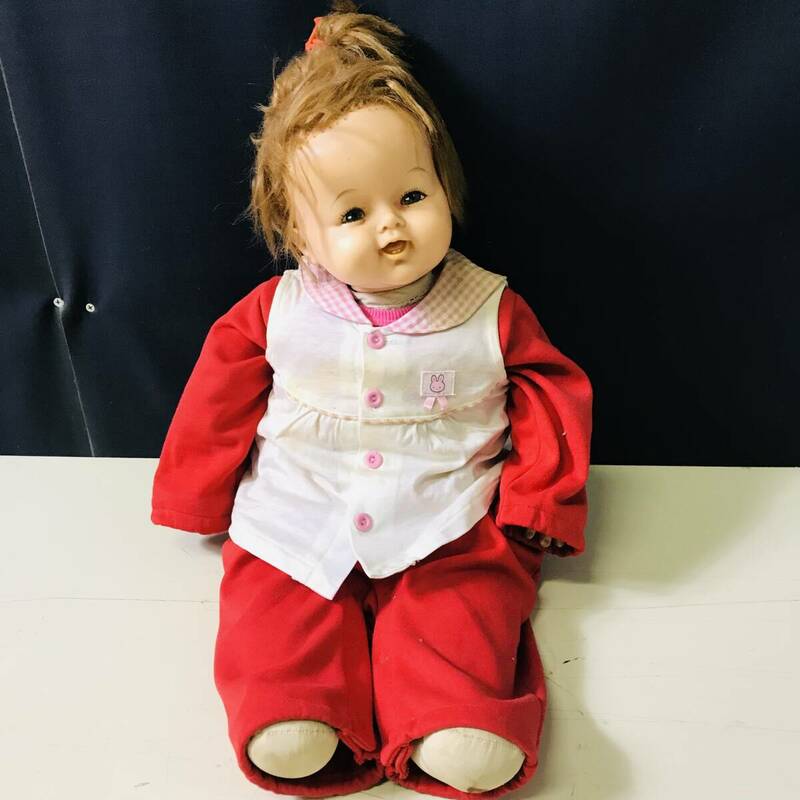 NA6121 抱き人形 大きな赤ちゃん人形 ベビー人形 身長約65cm 昭和レトロ 当時物 アンティーク ソフビ人形 中古品 検E