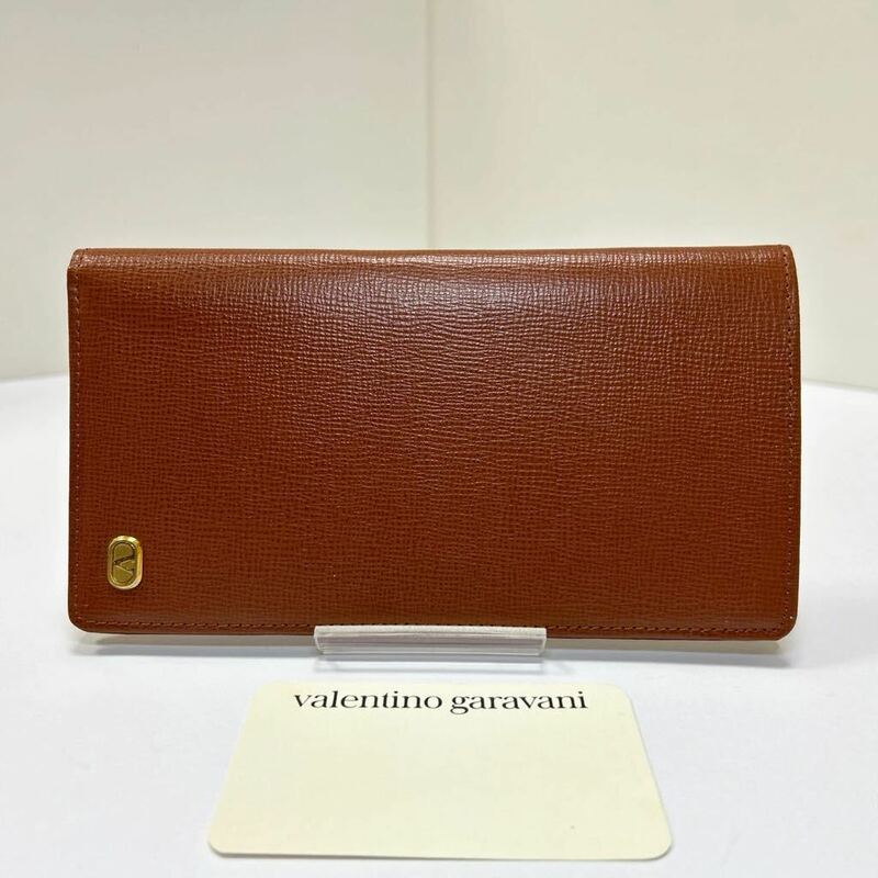 ☆新品-未使用☆◆VALENTINO GARAVANI ヴァレンティノ ガラヴァーニ◆ スリム長財布　二つ折り　小銭入れ無　ブラウン【送料無料】0406