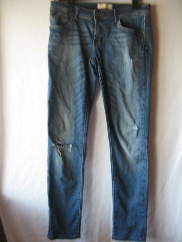 ZARA Z１９７５　ＤＥＮＩＭ　紺　ダメージ　EUR38 USA08 MEX28　　Ｗ７４　股下７２