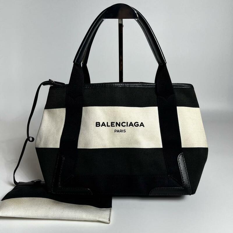 【希少】BALENCIAGA バレンシアガ 339933 ネイビーカバスS