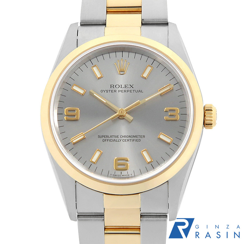 ロレックス オイスターパーペチュアル 14203 グレー 369ホワイトバー U番 中古 メンズ 腕時計